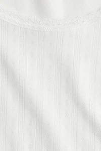 Lace-Trimmed Pointelle T-Shirt