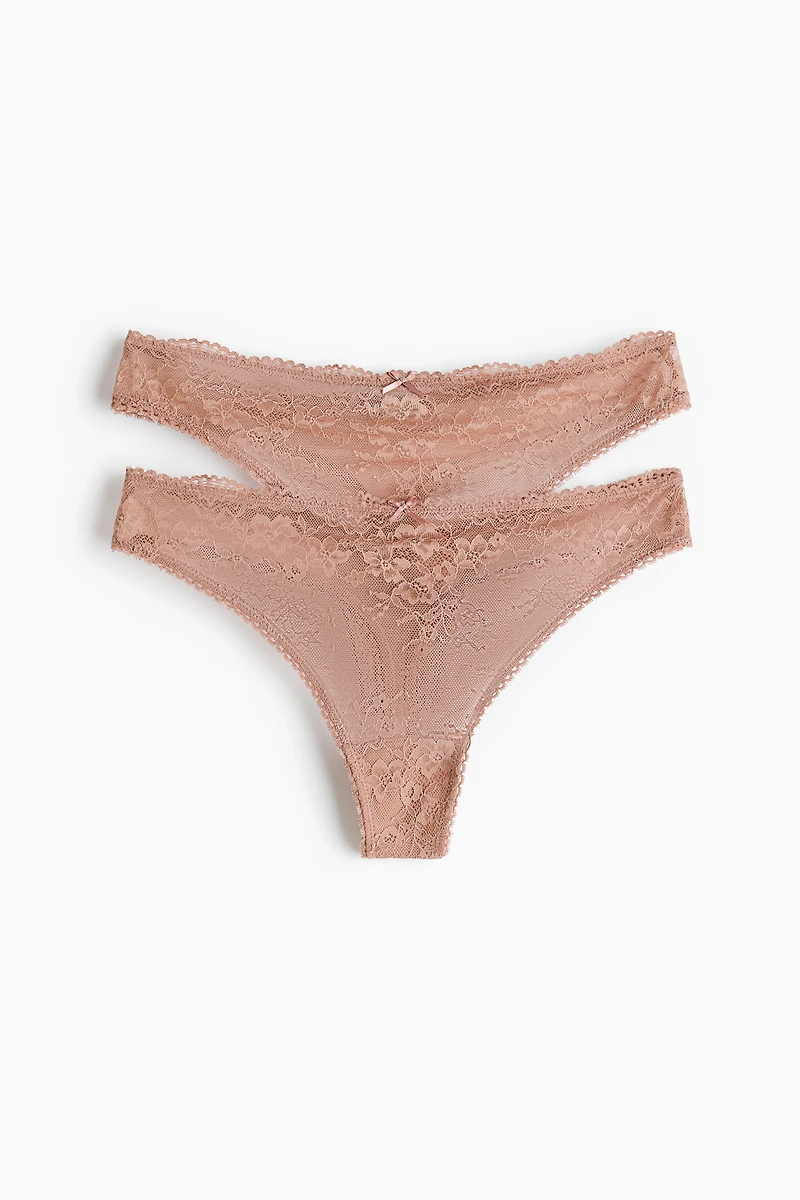 Lot de 2 culottes Thong en dentelle