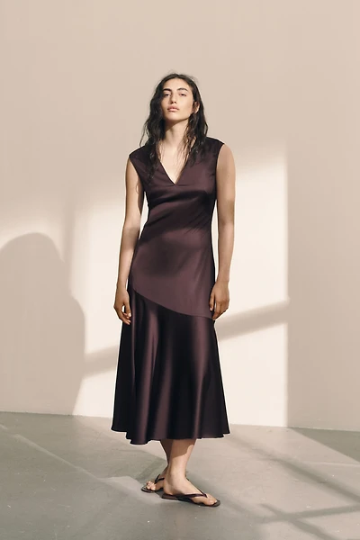 V-Neck Satin Dress