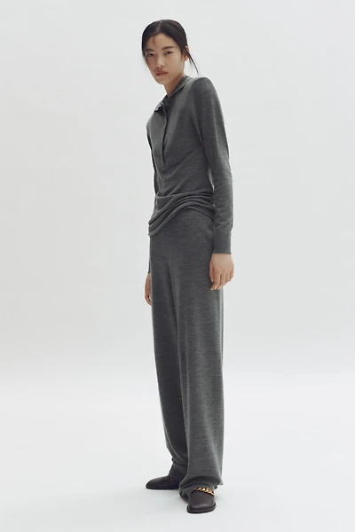 Pantalon jogging à jambes larges en laine mérinos