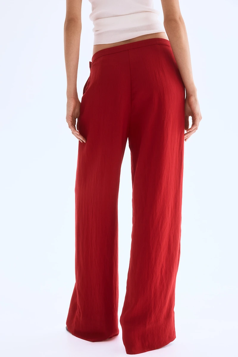 Wide-Leg Twill Pants