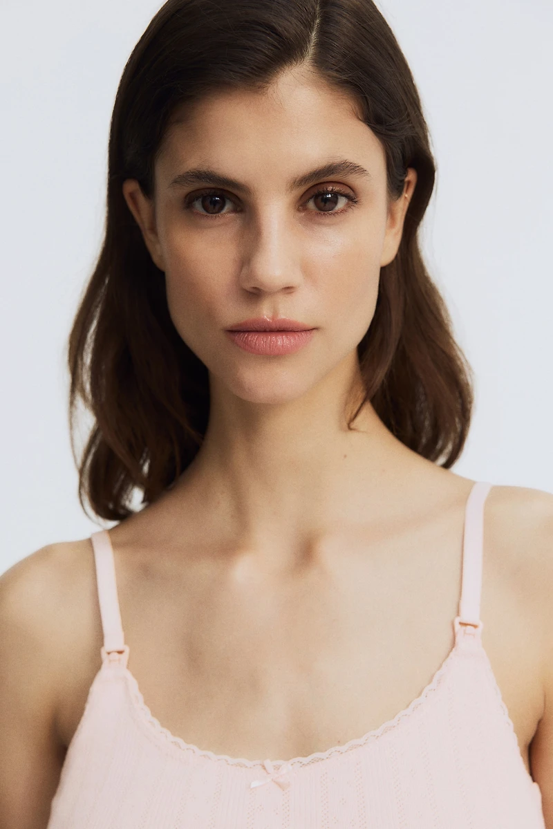 MAMA Pointelle Nursing Strappy Top