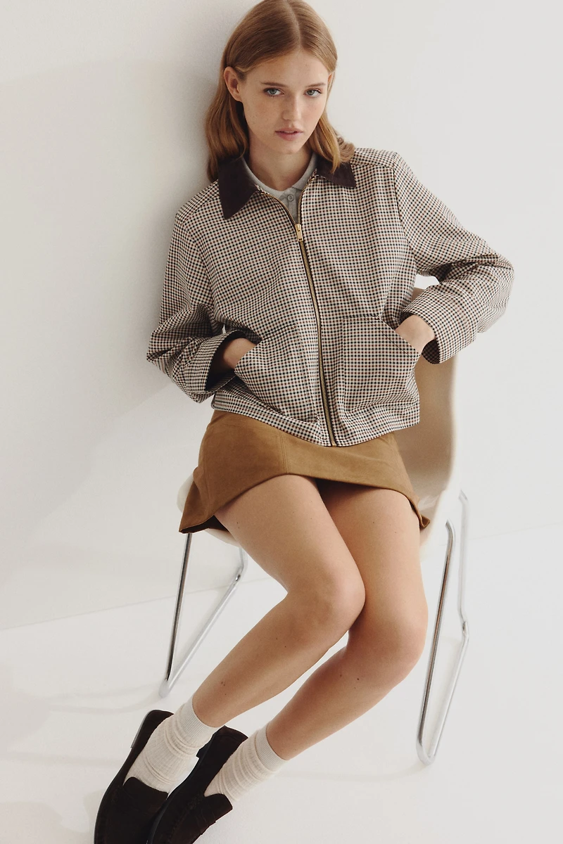 Twill Jacket with Corduroy Collar