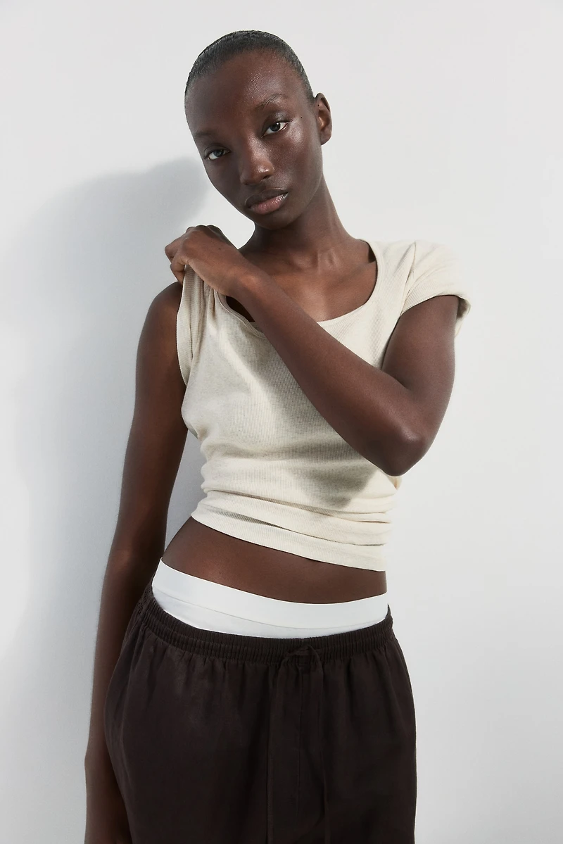 Ribbed Cotton T-Shirt
