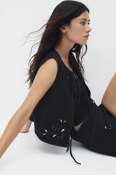Tie-Front Denim Vest
