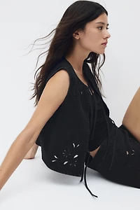 Tie-Front Denim Vest