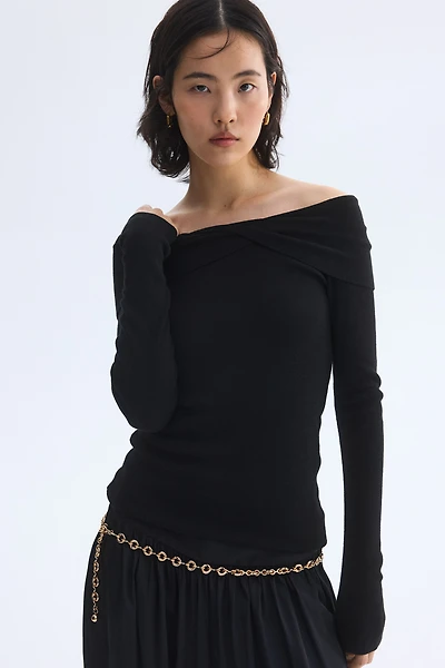 Twist-Detail Off-the-Shoulder Top