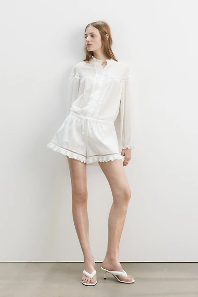 Lace-Trimmed Poplin Shorts