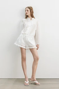 Lace-Trimmed Poplin Shorts