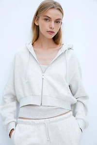 Short Hooded Sweatshirt Jacket