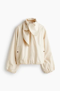 Linen-Blend Jacket with Scarf Collar