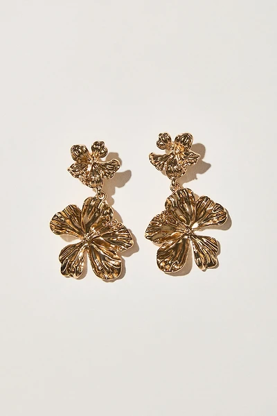 Flower-Shaped Pendant Earrings