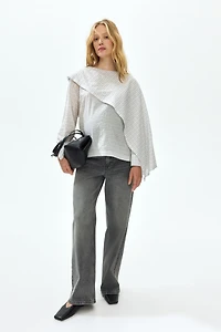 MAMA Cape-Detail Seersucker Blouse