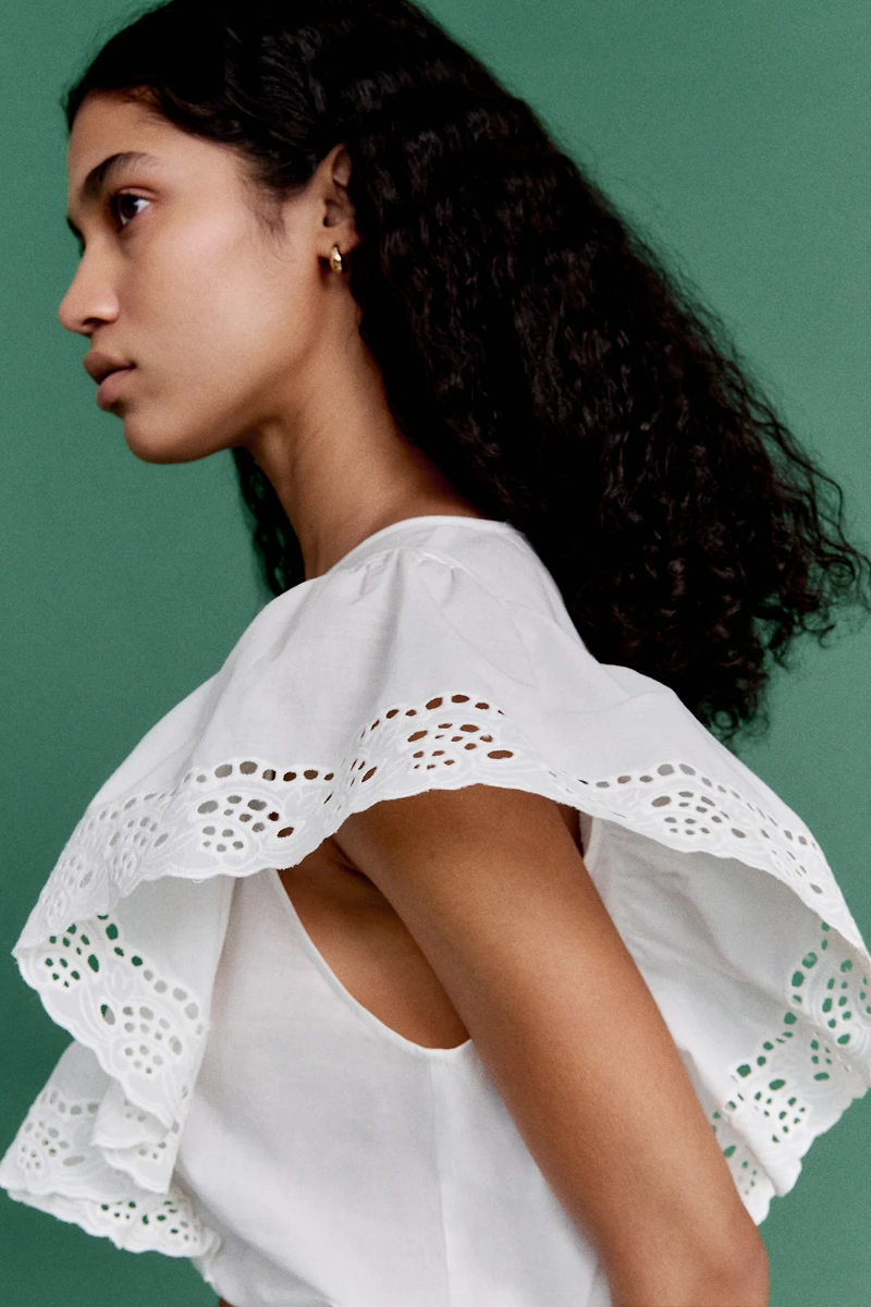 Blouse with Eyelet Embroidery