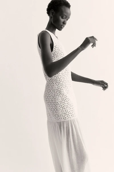 Crochet-Look Dress with Flared Skirt