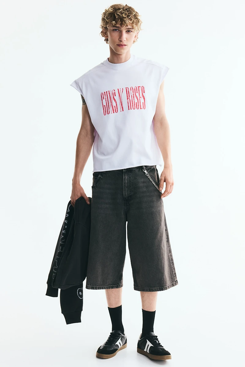 Boxy Oversized Printed Sleeveless T-Shirt