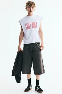 Boxy Oversized Printed Sleeveless T-Shirt