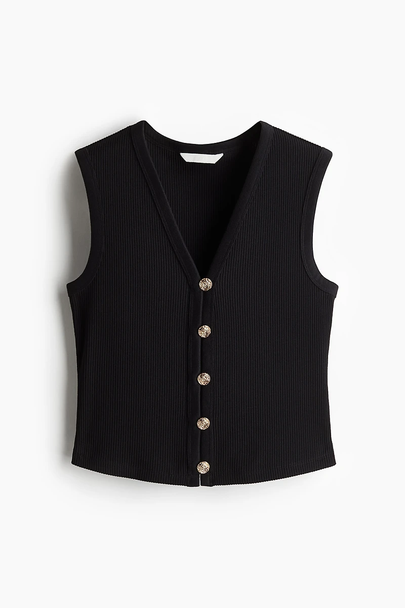 Button-Front Sweater Vest