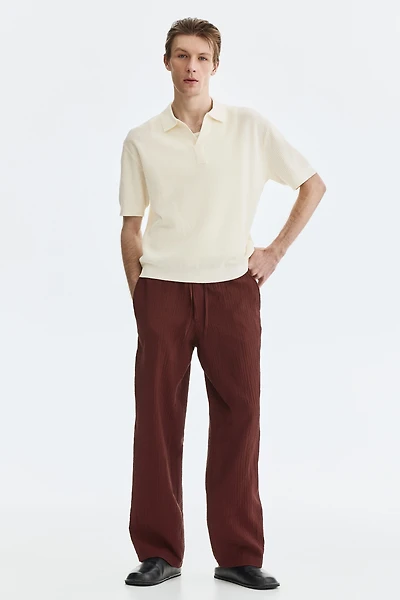 Regular-Fit Cable-Knit Polo Shirt
