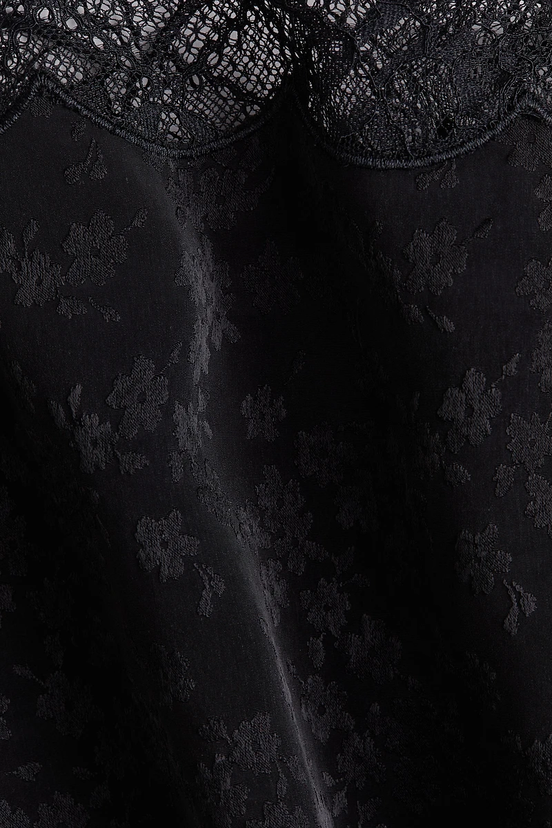 Lace-Trimmed Jacquard-Weave Top