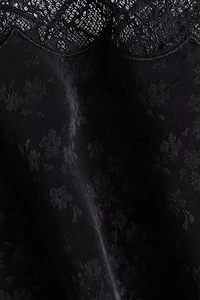 Lace-Trimmed Jacquard-Weave Top