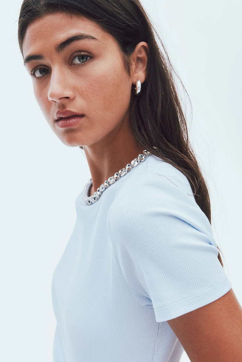 Rhinestone-Embellished T-Shirt