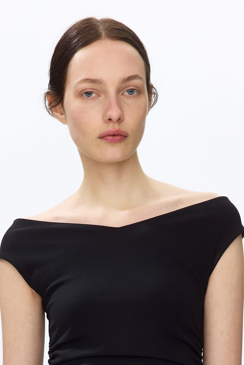 Draped Off-the-Shoulder Dress