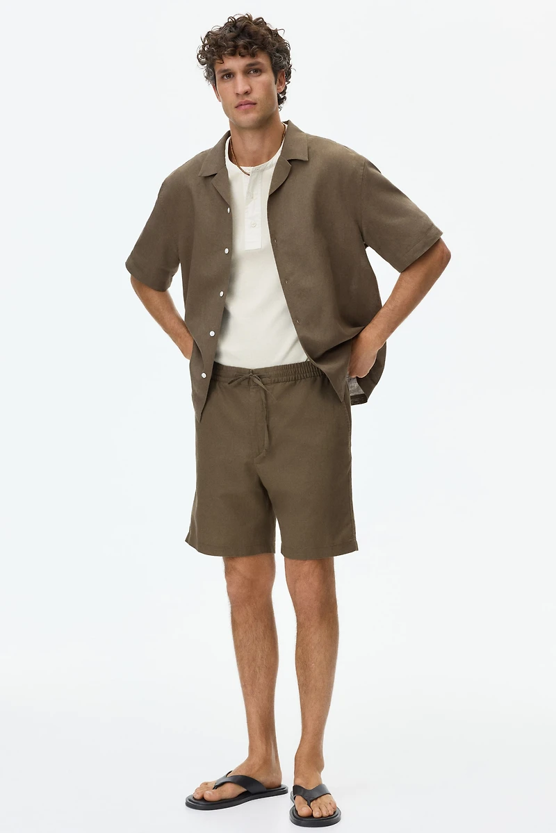 Regular-Fit Linen-Blend Shorts
