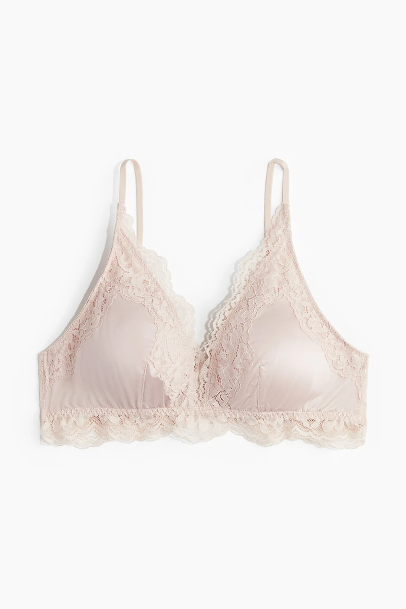 Padded Soft-Cup Microfiber and Lace Bra
