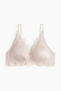Padded Soft-Cup Microfiber and Lace Bra