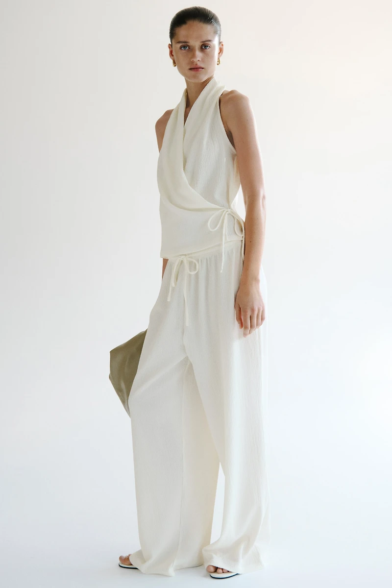 Pantalon texturé avec cordon de serrage