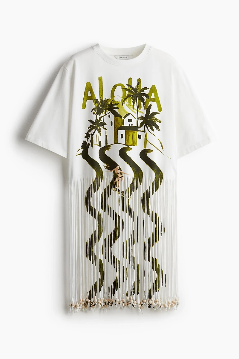 Fringed T-Shirt Dress