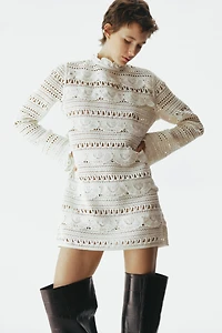 Crochet-Look Mini Dress