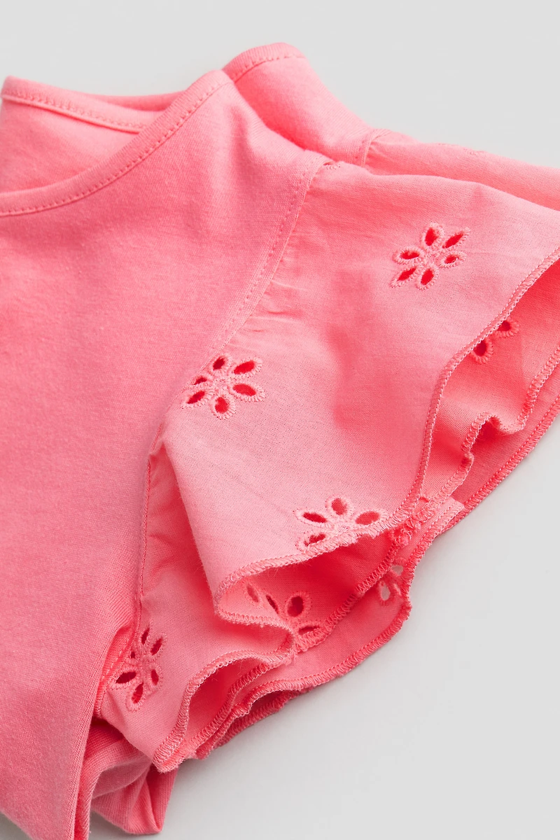 Jersey Top with Eyelet Embroidery