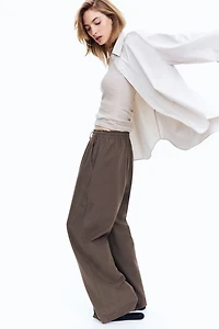 Wide-Leg Linen-Blend Pants