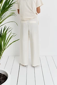 Wide-Leg Linen-Blend Pants