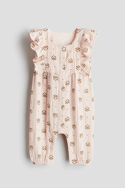 Ruffle-Trimmed Muslin Romper Suit