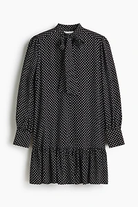 Bow-Collar Tunic Dress