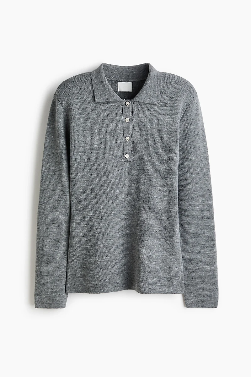 Shoulder-Pad Polo Sweater