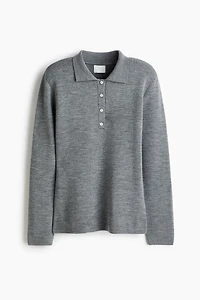 Shoulder-Pad Polo Sweater