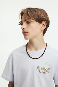 Print-motif cotton T-shirt