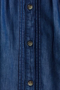 Ruffle-Trimmed Denim Blouse