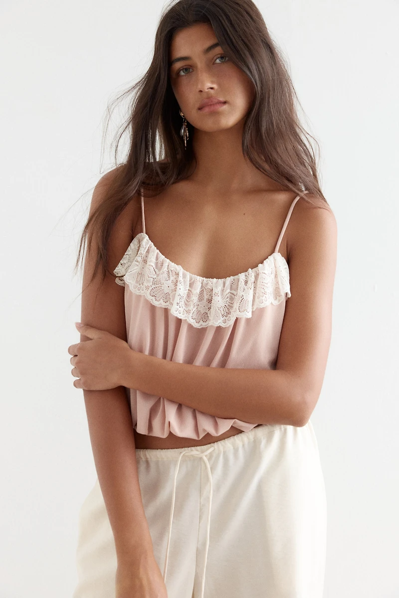 Bubble-Hem Strappy Top