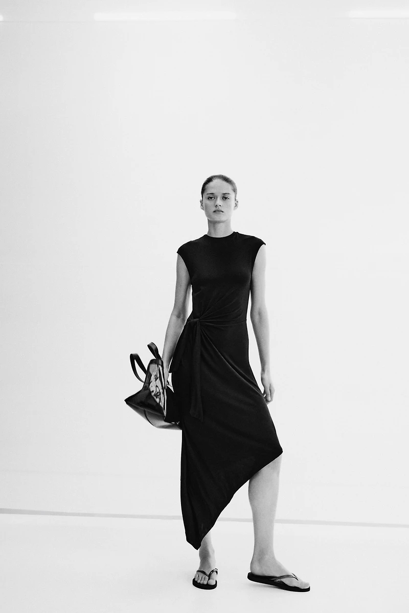 Asymmetric Tie-Detail Dress