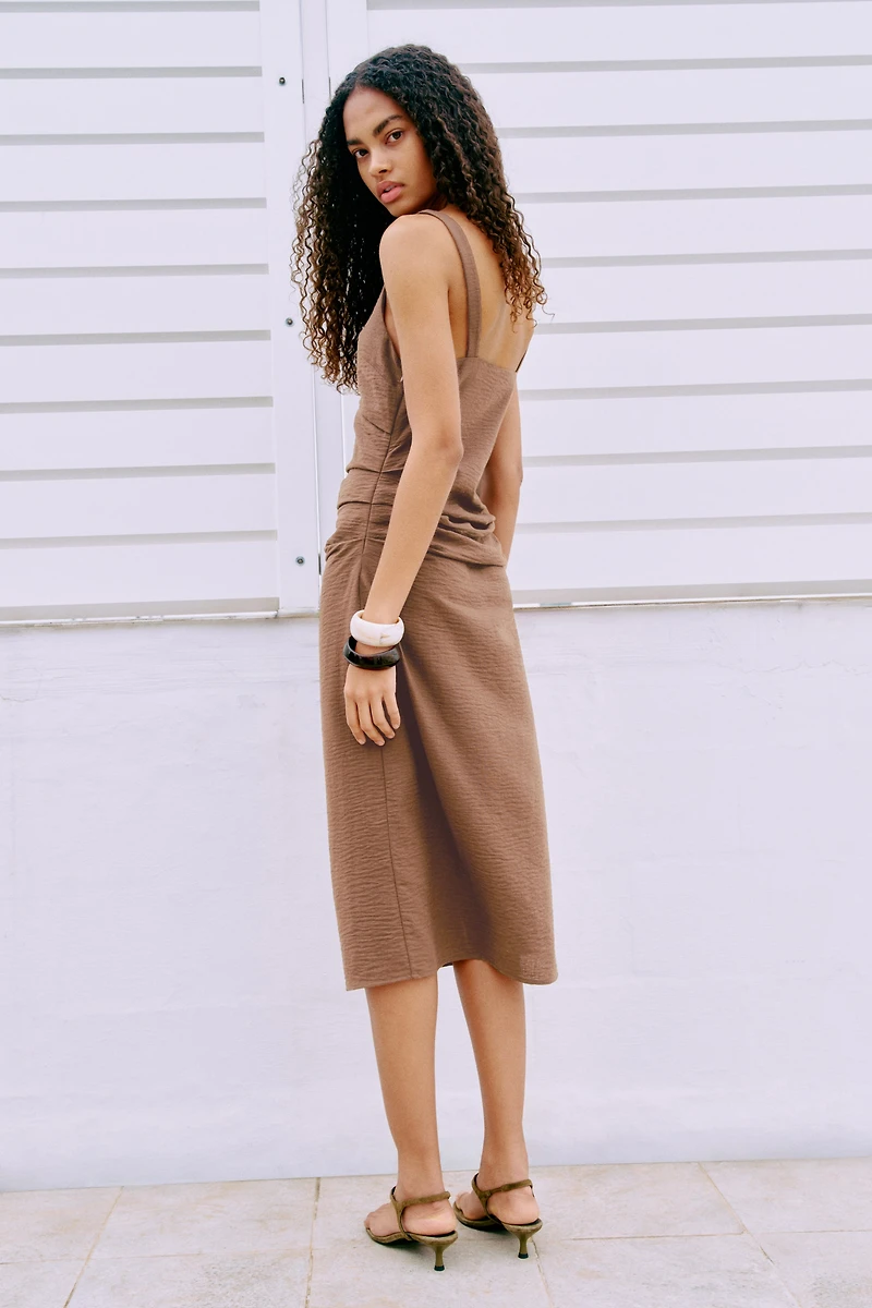 Linen-Blend Cutout Dress