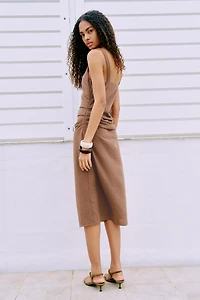 Linen-Blend Cutout Dress