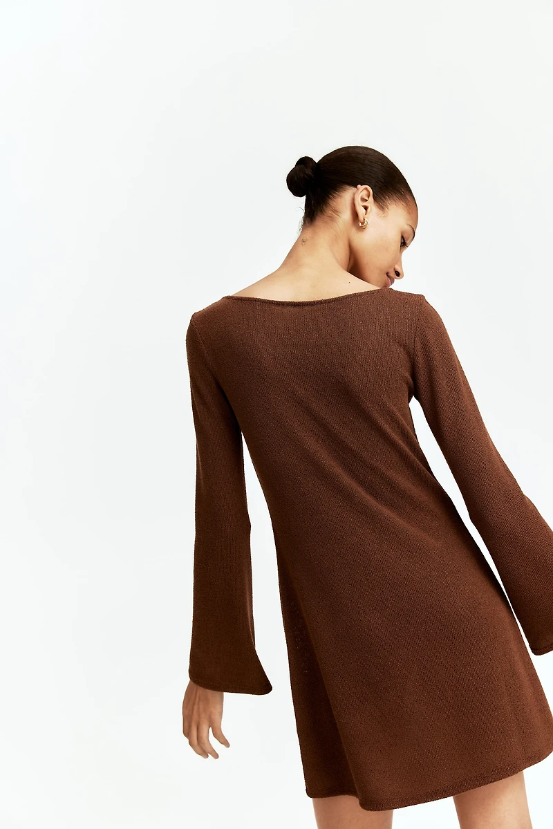 Knit Dress with Flared Skirt