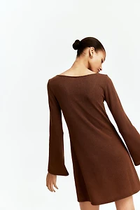 Knit Dress with Flared Skirt