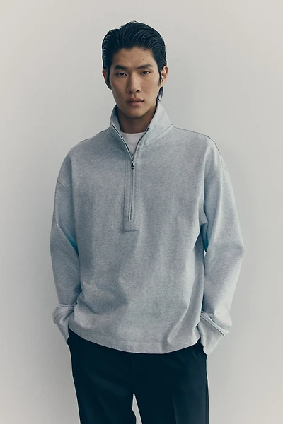 Chandail à col fermeture éclair en coton