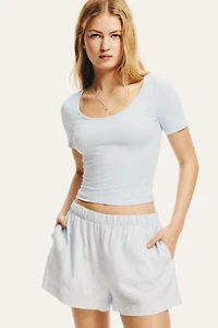 Cropped Scoop-Neck T-shirt